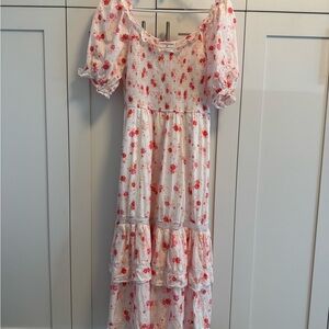LOVE SHACK FANCY Target Cosette White Floral Ruffle Midi Dress Womens Medium EUC